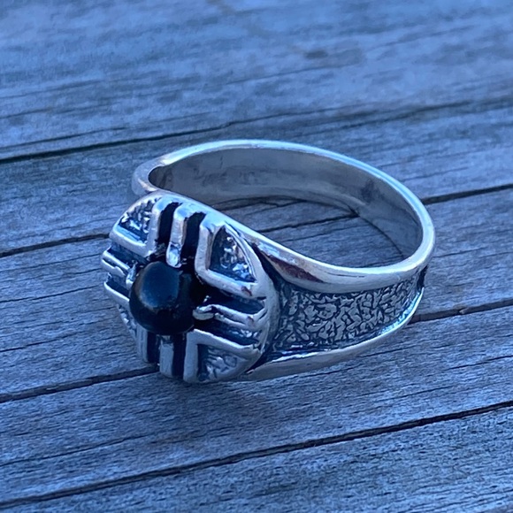 MEDICINE WHEEL Ring .925 Sterling Silver w/ genuine Star Diopside made in USA - Picture 11 of 14